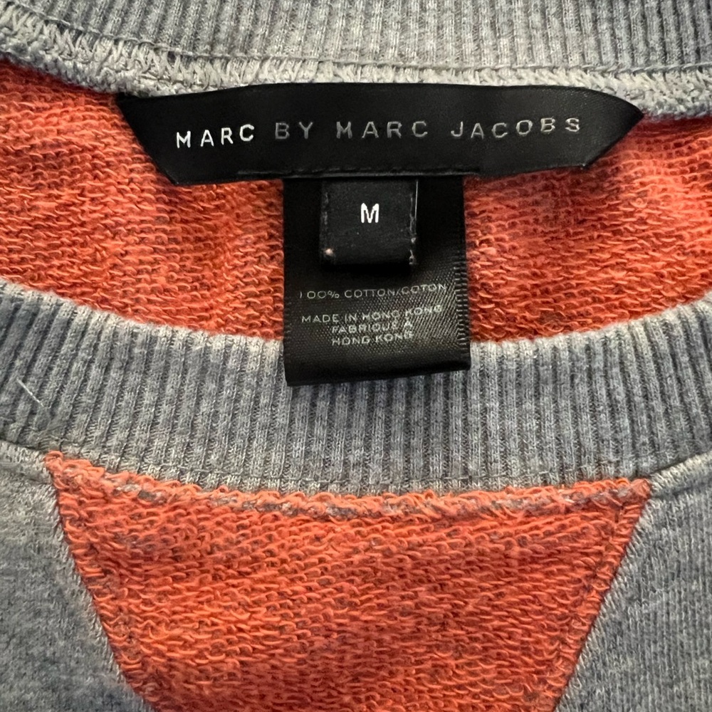 Marc by Marc Jacobs Gray and Orange Crewneck Sweater